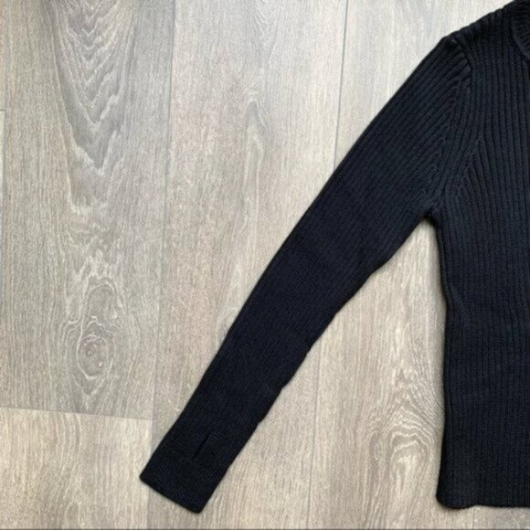 Anthropologie One Grey Day Robert Sweater Cropped Shredded Knit Crewneck Black - Picture 9 of 16